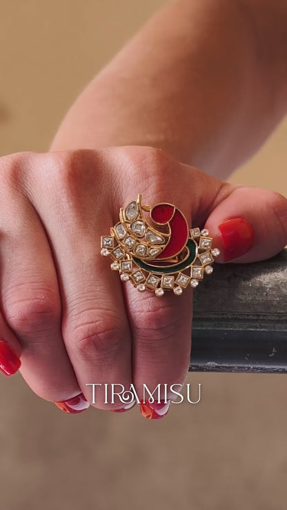 Rajeshwari Polki Meenakari Statement Ring