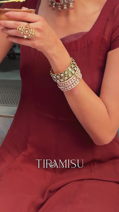 Tina Kundan Emerald Statement Bangle