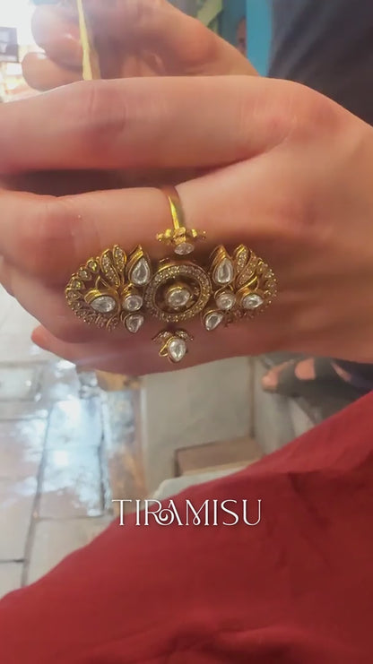 Aarna Sunburst Kundan Cocktail Ring