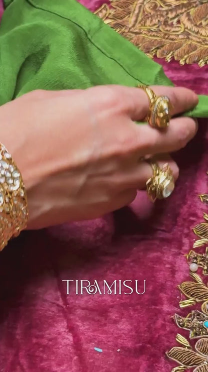 Hitakshi Lotus Polki Pearl Meenakari Cocktail Ring
