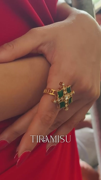 Haritika Polki Meenakari Statement Ring