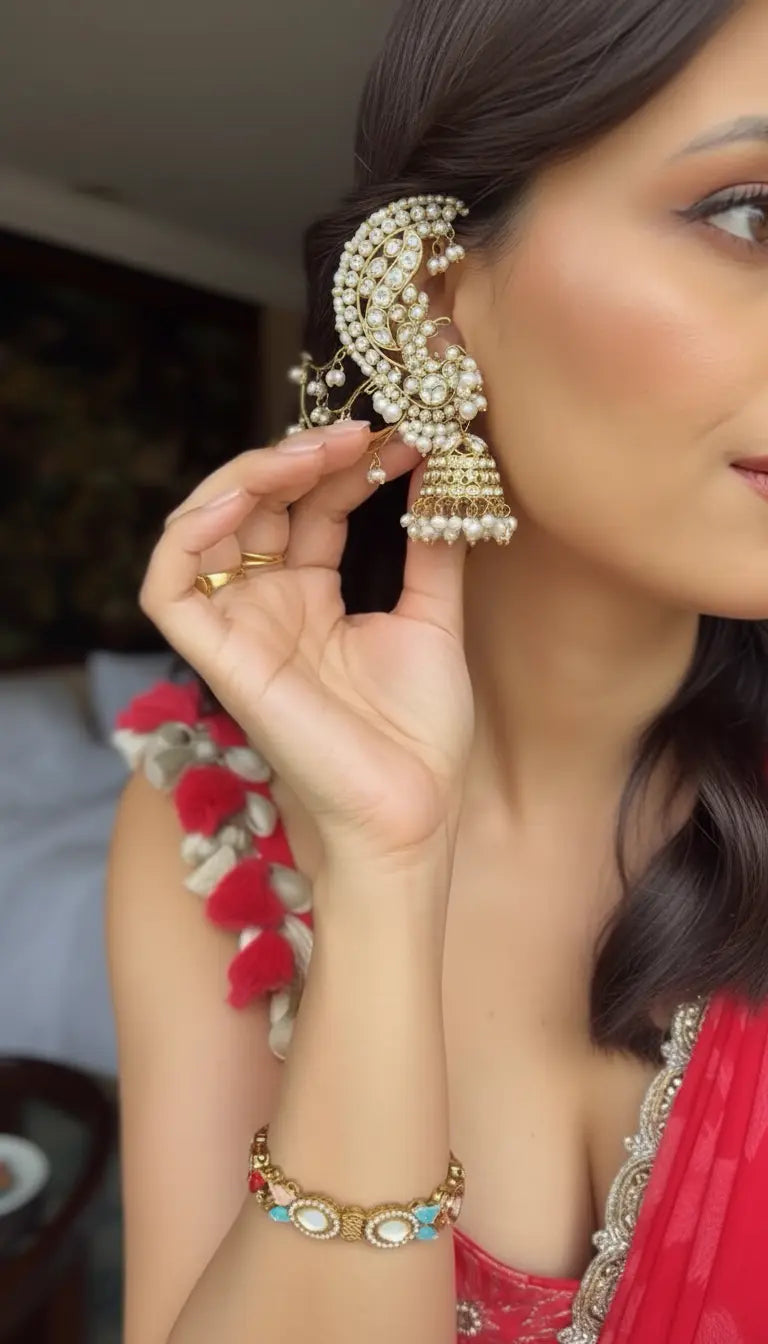 Basra Moti Heritage Chand EarCuff - Gold Plated