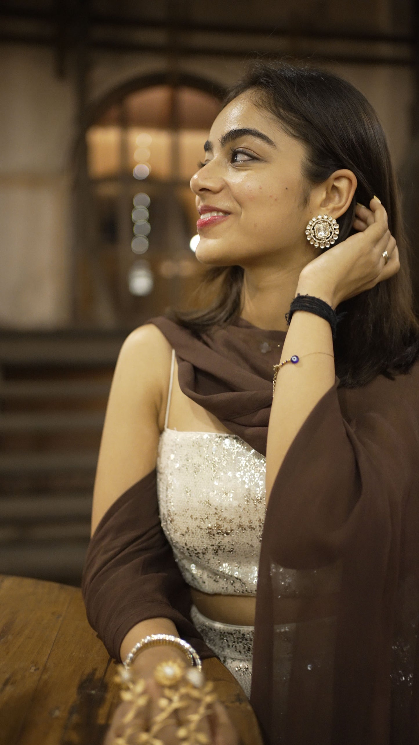 PRAKRITI GOLD TASSEL SP POLKI EARRINGS