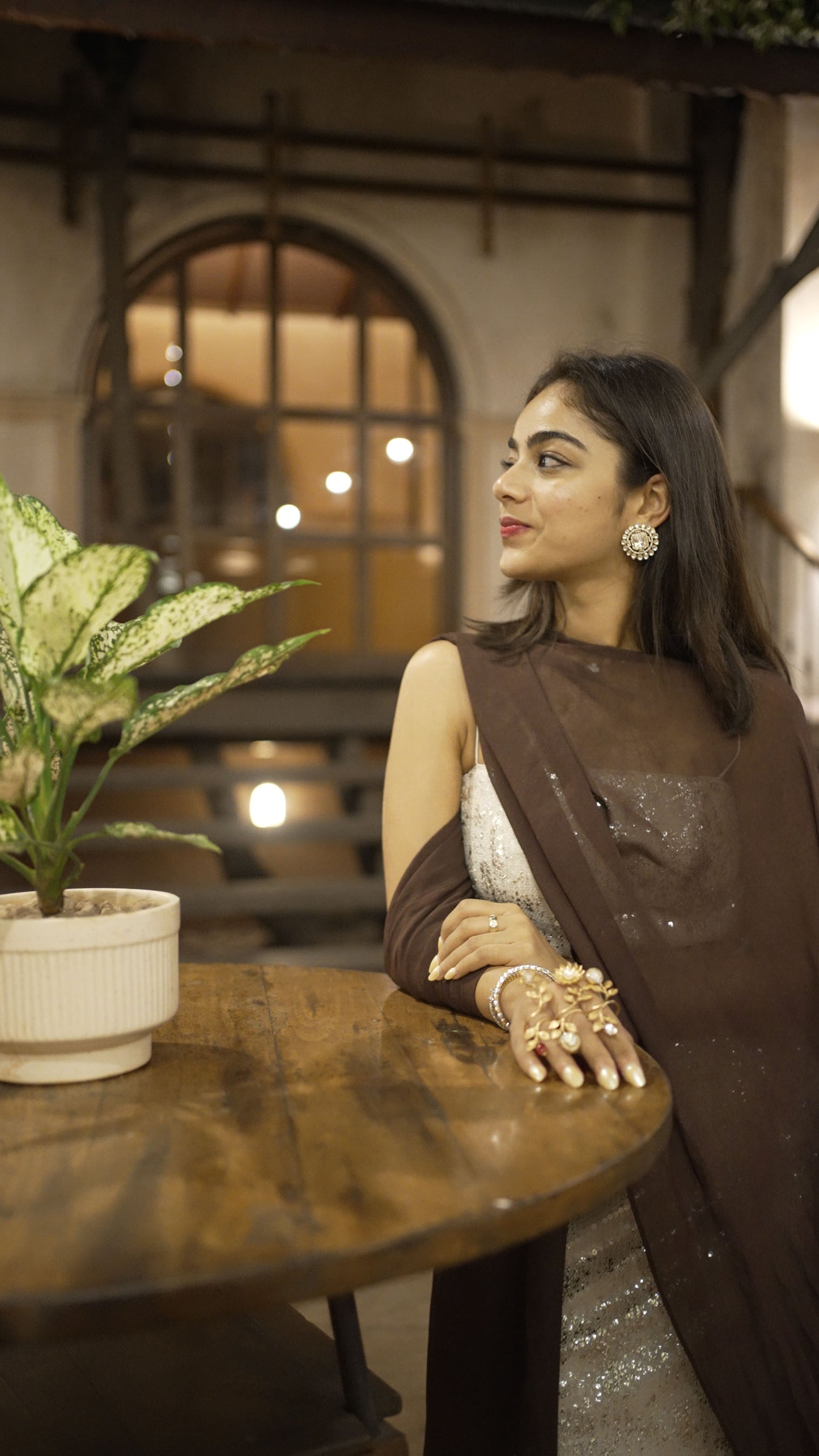 PRAKRITI GOLD TASSEL SP POLKI EARRINGS