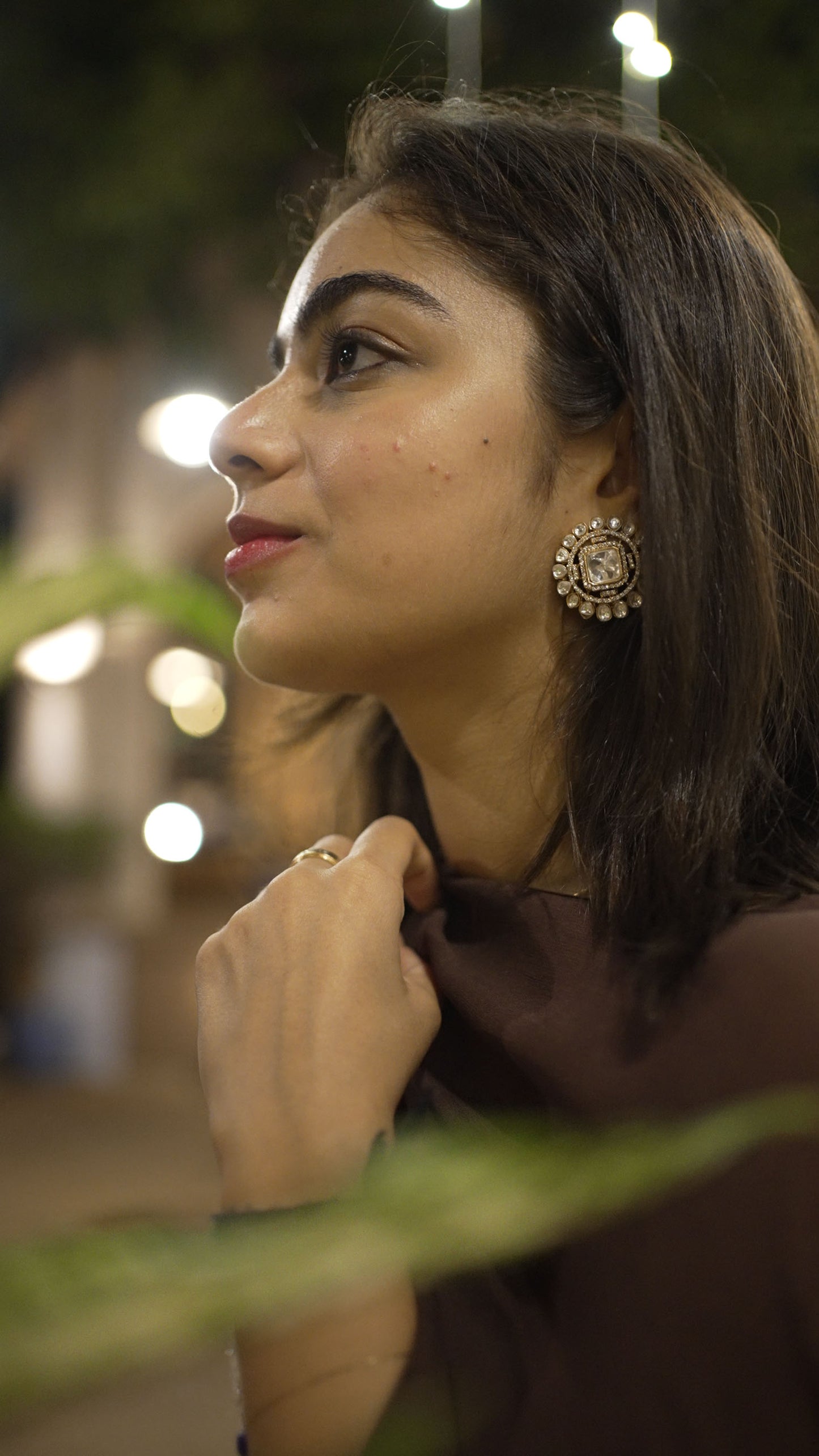 PRAKRITI GOLD TASSEL SP POLKI EARRINGS